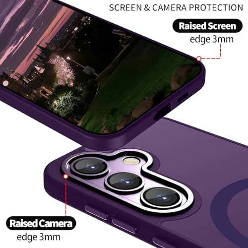 Image of Elzzi Magnetic Magsafe for Samsung S24 5g Case, Upgraded [Full Camera Protection] [Compatible with Magsafe] [Translucent Matte] Shockproof Protective Phone Case for Men & Women - Deep Purple