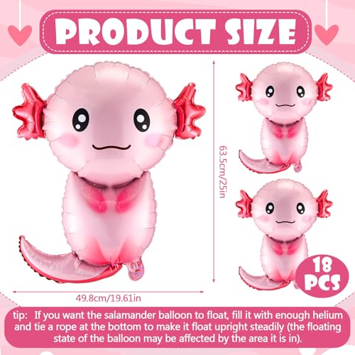 Image of Gejoy 18 Pcs Axolotl Birthday Party Decorations Axolotl Balloons 26 Inch Cute Aluminum Foil Balloons Inflatable for Summer Beach Themed Party Pool Toys Favor Supplies
