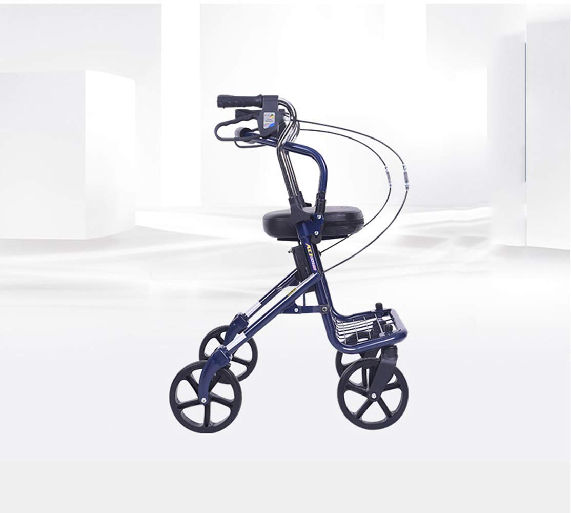 leichte, zusammenklappbare vierräder mit gepolstertem Sitz, ergonomischen Griffen und abnehmbarem einkaufskorb