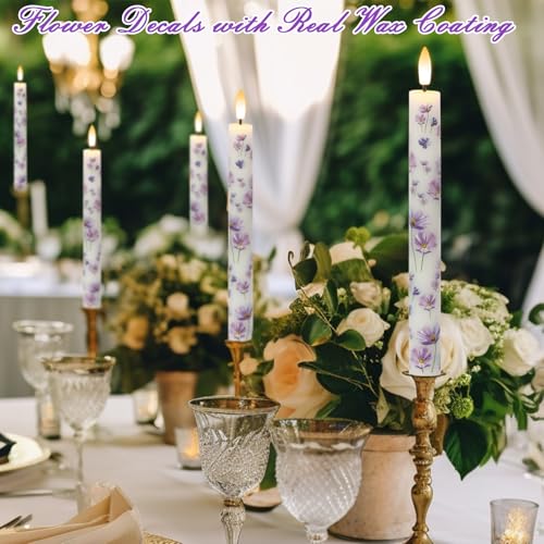 Image of Flameless Taper Candles with Remote, Real Wax LED Taper Candles Battery Operated with 3D Flickering Wick, 4 Pack White Flameless Candlesticks for Halloween Christmas Wedding Holiday Decor