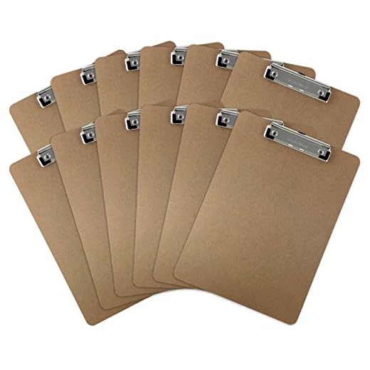 Trade Quest Letter Size Clipboards Low Profile Clip, Hardboard (Pack of 12)