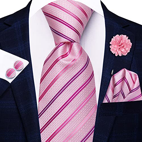Image of Hi-Tie Men's Silk Ties Formal Woven Classic Necktie Pocket Square Cufflinks Lapel Pin Set Wedding Business