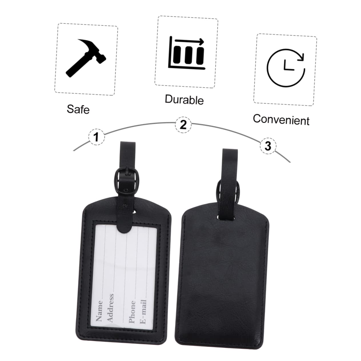 LIFKOME 3 Sets Gepäckanhänger Aus Leder Mit Verstellbarem Verschluss Pu-kofferetiketten Zur Einfachen Identifizierung 5 Stück * 3