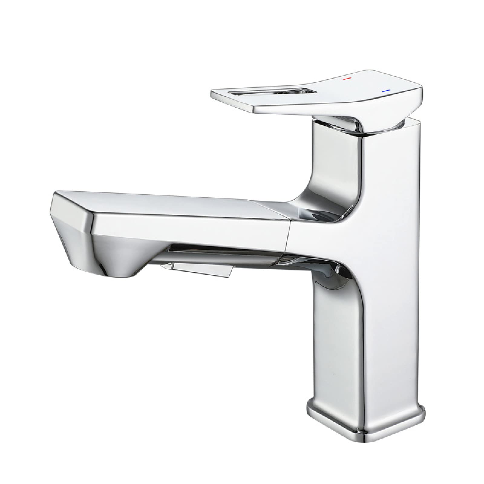 Robinet de lavabo de salle de bain pulvérisateur extractible mitigeur eau chaude froide chrome