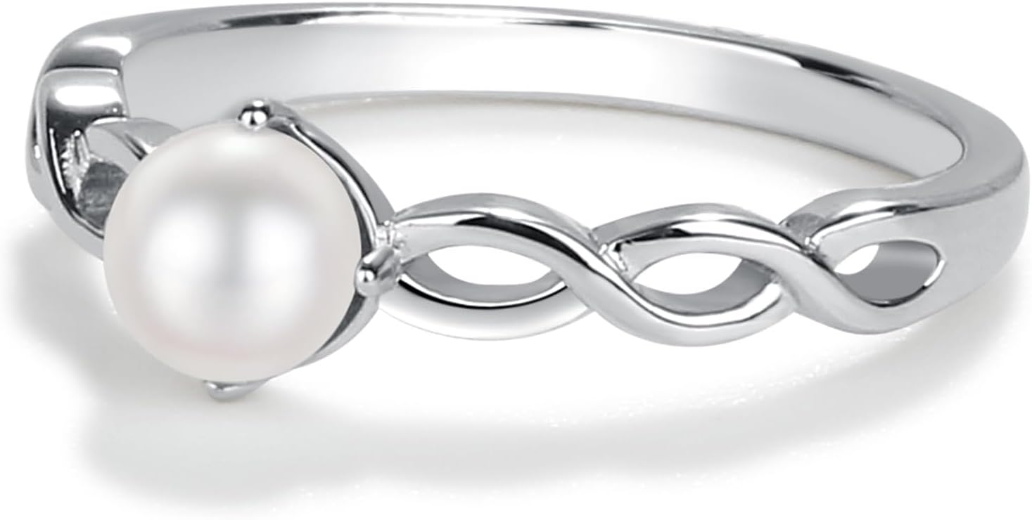 Precious Pieces .925 Sterling Silver or 14K Gold Plated Cultured Pearl Baby Ring for Babies, Infants, Little Girls, Kids, Toddler, and Pinky Ring for Teens and Women