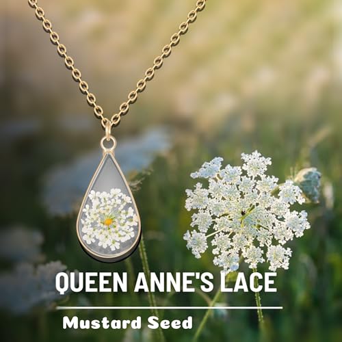 PARTNER Good Luck Mustard Seed Necklace for Women Christian Gifts for Women Dried Flower Resin Necklace Faith Fall Autumn Christmas Faith Jewelry4