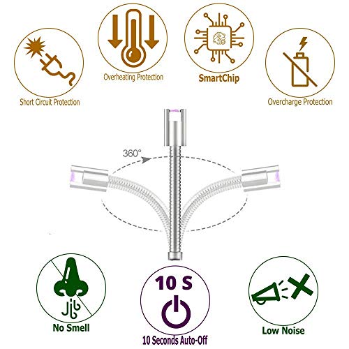Encendedor eléctrico recargable USB plateado miniatura 4