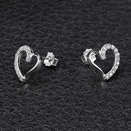 Aoedej Open Heart Stud Earrings 925 Sterling Silver Earrings Inlay Cz Stone Girls And Women Earrings (Heart Style 3) (Style 1) #TOP5