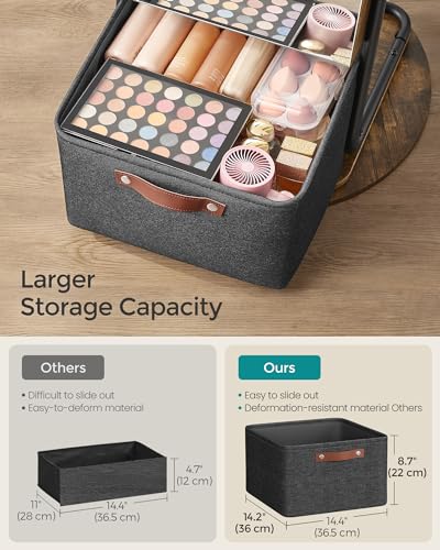 SONGMICS 360° Swivel Mirrored Jewelry Cabinet with Lights, Full-Length Mirror with Jewelry Storage, Standing Jewelry Armoire Organizer, with Large Storage Basket, Christmas Gifts,Rustic Brown