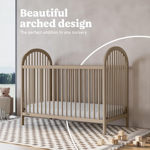 Image of Graco Olivia 3-in-1 Convertible Crib - GREENGUARD Gold Certified, 100% Solid Wood, Fits Standard Baby Crib Mattress, Converts to Toddler Bed and Daybed, 4 Adjustable Mattress Heights (Taupe)