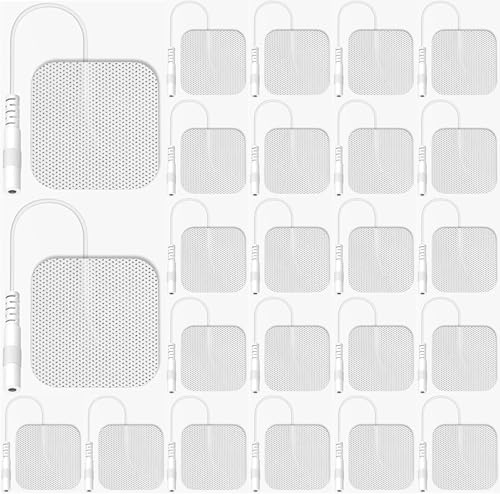 Image of 24Pcs TENS Unit Replacement Pads 2x2 - Self-Adhesive Reusable Electrodes Using 2mm Pin Connector, Latex-Free Compatible with TENS 7000, AUVON, Etekcity Devices for Lower Back, Arm, Leg and Pain Relief