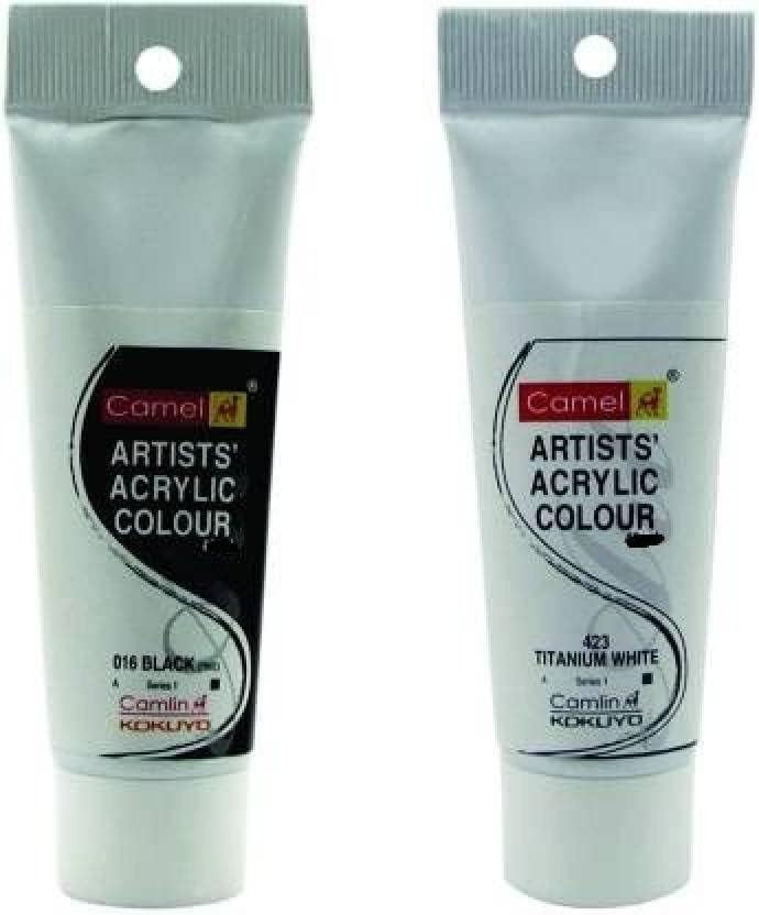 Camlin Artists Acrylic Colour Tubes (140ml) 016 Black 423 Titanium