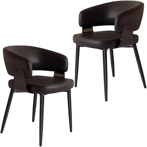 Miniatura 10 de YVYKFZD Juego de sillas de comedor, silla de comedor con patas de metal y respaldo curvo, sillas de cocina tapizadas de cuero, reposabrazos, silla