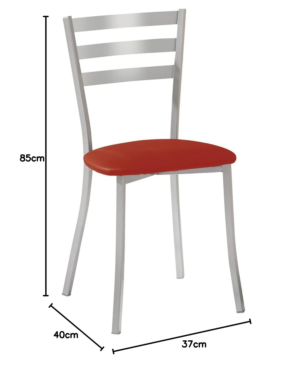 ASTIMESA SCRRRO 2 chaises de Cuisine, métal, Rouge, Hauteur d'assise 45 cm