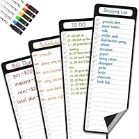 Magnetic Dry Erase List Board - 4\"x12\" Multifunctional List Board for Fridge - 6 Extra Fine Point Markers Included - Shipped Flat