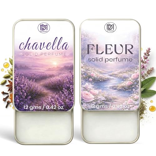 Image of Dr.Mashur Solid Perfume |Chavella&Fleur Alcohol Free Wax Perfume Balm, Long Lasting | Pocket Tin 12g, Pack Of 2| Non Greasy Smooth Glide, Travel Friendly Men And Women
