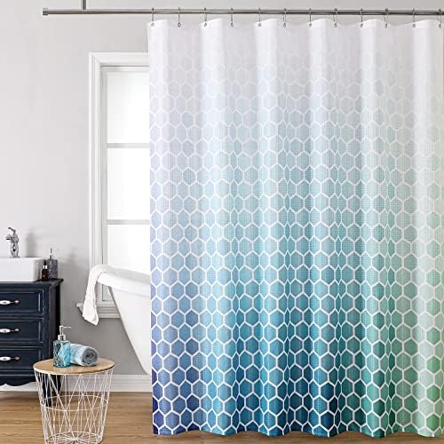 Shower Curtain 𝟳𝟮"𝘅𝟳𝟮" 𝗢𝗺𝗯𝗿𝗲 Geometric, Waterproof Polyester Weighted Thickened Shower Curtains for Bathroom, Washable, Quick Dry, Fabric Shower Curtain with 12 Metal Hooks &12 Plastic Hooks