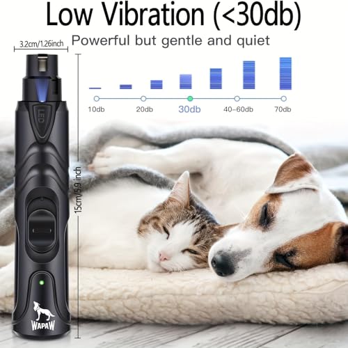 Image of Professional Dog Nail Grinder with LED Light, 2-Speed Electric Pet Nail Trimmer, Low Noise Rechargeable Nail Clipper for Small, Medium & Large Dogs and Cats (Pet Nail Grinder)