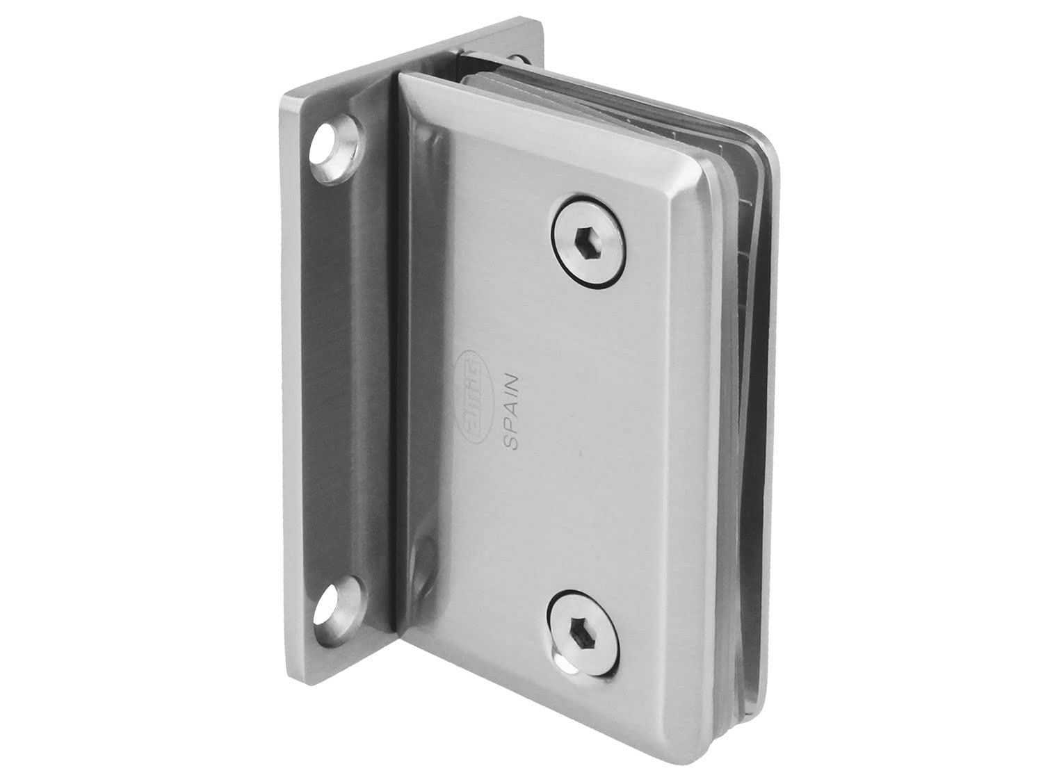 Amig Silver Matte - Fixed Wall Bracket For Showers Mod.d | For Glass Shower Screens | Zamak With Matte Nickel Finish | 8-12 Mm Thickness | Maximum Load Per Pair: 35 Kg | Measurements: 88 X 54 Mm 26 Inches