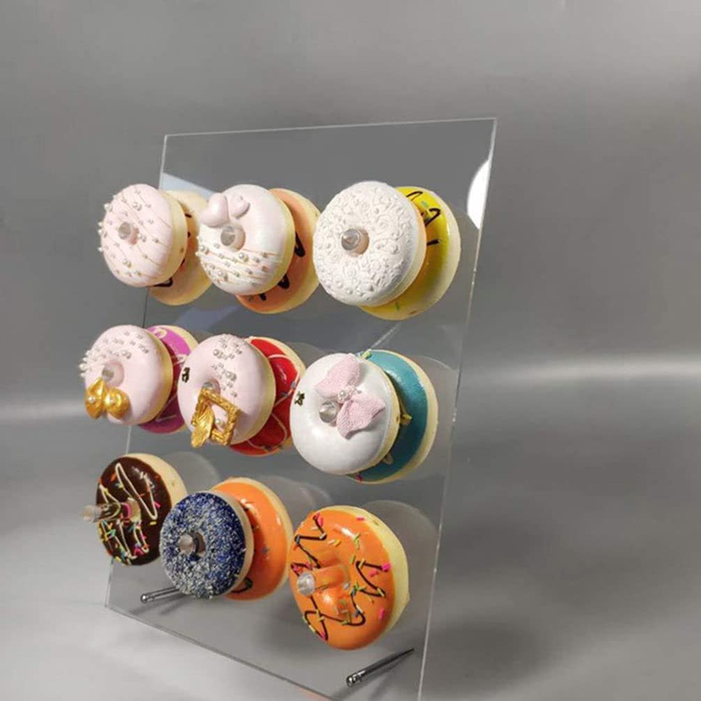Cabilock Escuadras para Estanterias Soporte de Exhibición de Acrílico para Mostrar 9 Donuts Expositor de Donuts para Mesa de Postres de Fiesta de Cumplea?os de Boda Soportes para Estantes
