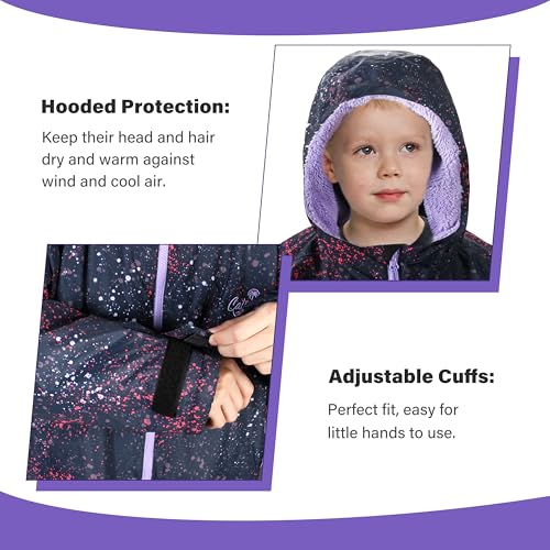Image of Catalonia Waterproof Kids Swim Parka with Hood, Sherpa Lined Swim Coat with Inner Pocket & Write-On Name Tag