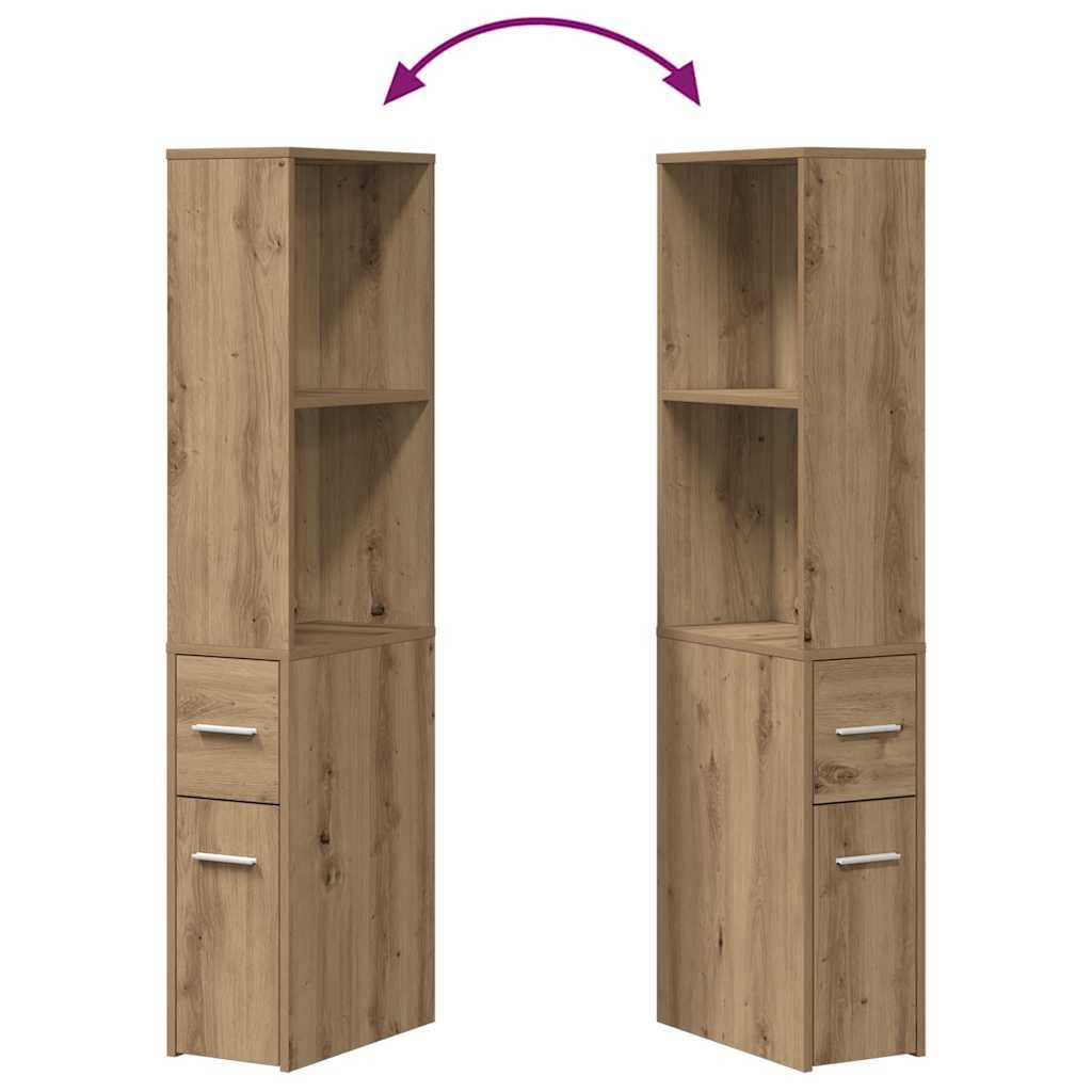 vidaXL Armario de baño estrecho con ruedas, armario de almacenamiento de madera de roble artificial