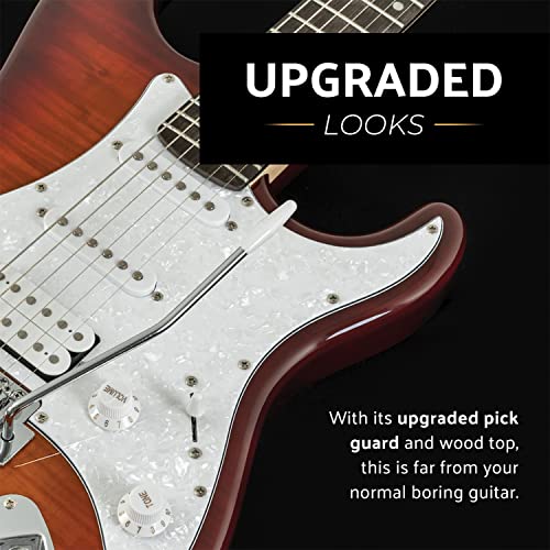 Washburn Sonamaster Electric Guitar Bundle In Sunburst With Flame Maple Veneer Top And H-S-S Pickups, Includes Strap, Picks, Clip-On Tuner And Extra Set Of Strings (Sdfsb-Bndl) #TOP3