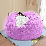  Hoowarm Funda De Puff Redondo (Sin Relleno) Grande/XXL Beanbag Puff Colocar Gigante Puffs Pera Redondo Amarillo/Negro/Basket/Rosa Cremallera Bean Bag Chair Colocar Almacenamiento De