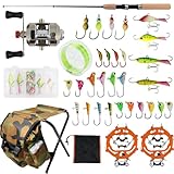 AQUAVEXIS Ice Fishing Rod Reel Combo Complete Set Ice...