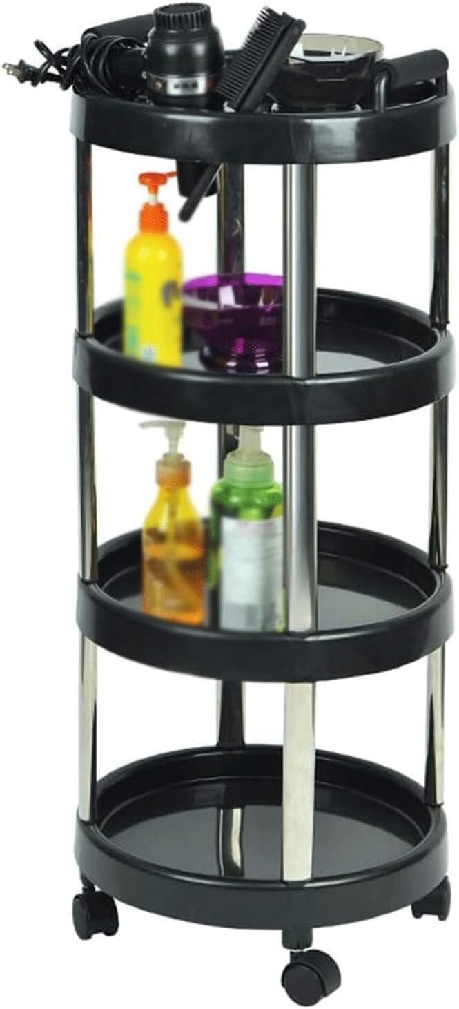SSDDLZEQ Mobile Salon Station, Salon Trolley 4 Tier Salon Cart Hair Dryer Holder Salon Rolling Cart 20kg Capacity Salon Trolley Cart With Wheel Trolley Cart