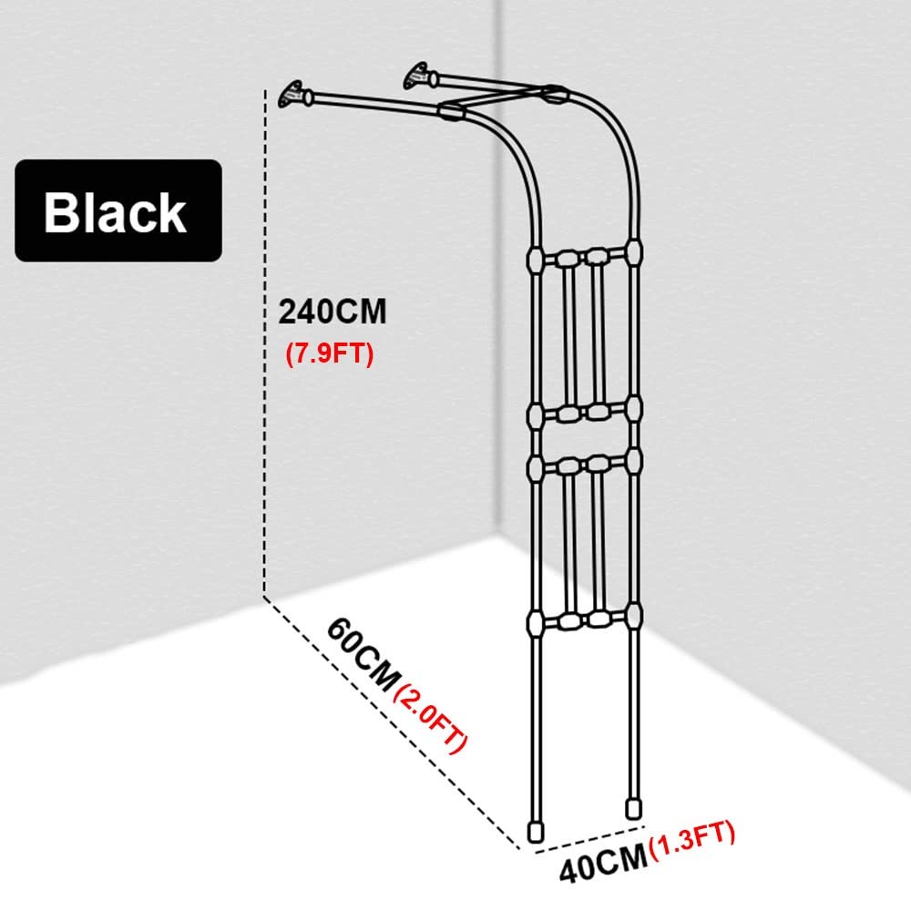 Gartenbogen-Spalier aus PE-beschichtetem Metall, 240 cm hoch, rostfrei, verstellbar, DIY-Gartenlaube für Rosen und Kletterer, Schwarz/Weiß, ideal für Gartenparty-Dekoration und Wanddekoration