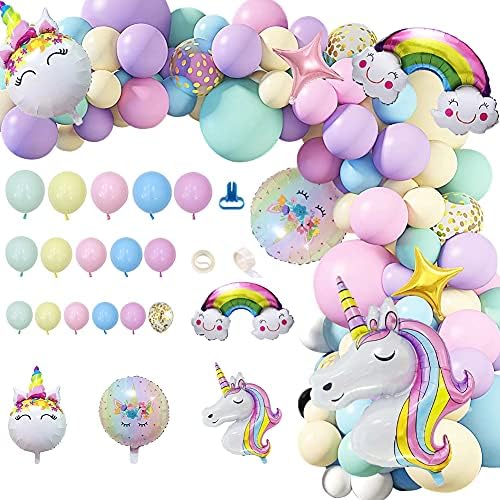 DUILE Unicorn Balloons Arch Garland Kit Unicorn Birthday Party Decorations for Girls 5 12 18 inch Pastel Balloons Set Macaron and Rainbow Balloon Wedding Baby Shower Party Supplies