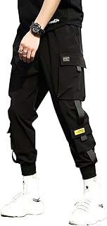 Astellarie Mens Punk Cargo Pants Hip-hop Jogger Patchwork Popular Baggy Teachwear Pants (Dblack,34-36Â Inch)