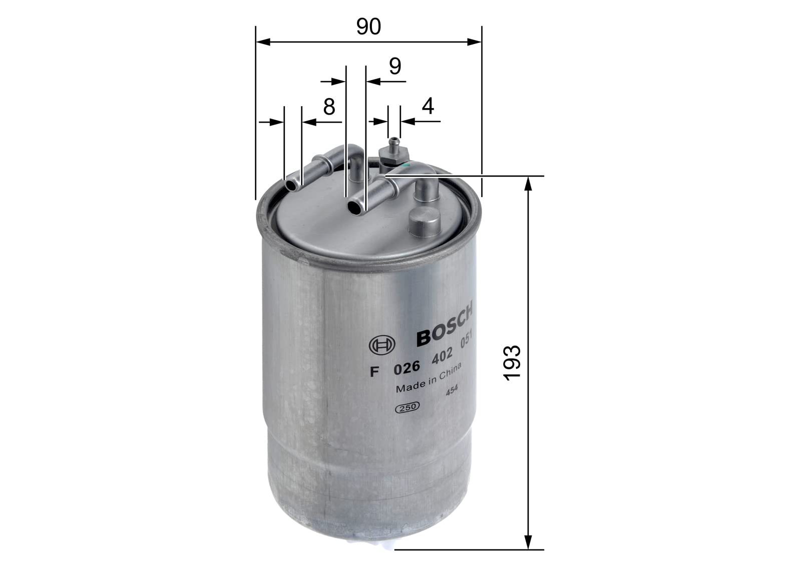 Bosch N2051 Filtro Diesel para Coche - Separa Partículas y Agua del Combustible, Protege el Sistema de Inyección