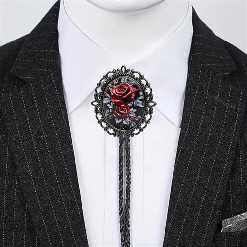Image of Jeilwiy Bolo Tie for Men Western Cowboy Gothic Bolo Tie Necklace Halloween