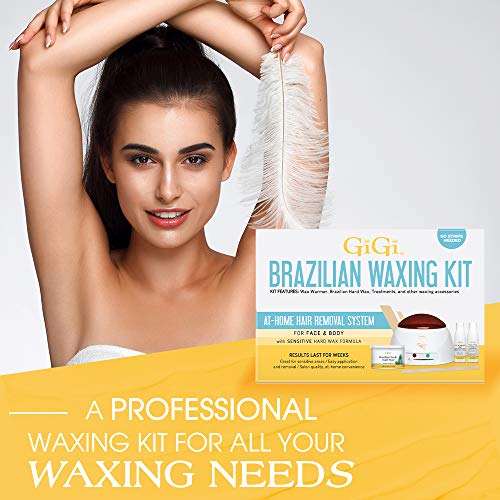 Image of Gigi Brazilian Waxing Kit - At-Home Hair Removal Kit with Warmer, Hard Wax, and Pre & Post Treatments for Face, Bikini, and Body, 1-Set