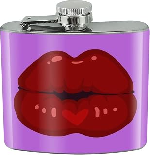 Seductive Luscious Kiss Lips Pucker Stainless Steel 5oz Hip Drink Kidney Flask