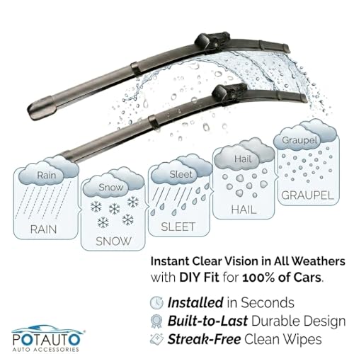 Image of POTAUTO FRONT WIPER BLADES DESIGNED FOR BMW X1 (NEW MODEL) | 26 inch DRIVER & 16 inch PASSENGER SIDE | HIGH PERFORMANCE | PACK OF 2 | F635