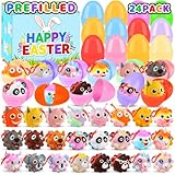 KissFuture 24 Pack Prefilled Easter Eggs with 3D Animal Pop Balls Toys, Easter Eggs Filled for Egg Hunt ,Easter Baskets Stuffers, Easter Gifts for Kids, Easter Classroom Prizes