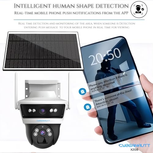 Image of XUGA-Cybernautt Premium Series X20B Dual Solar 4+4MP 4G SIM Based Wireless Outdoor CCTV Camera | Solar Powered | Color Night Vision | Motion Detection | Weatherproof | 256GB SD | Use Air-tel 4G Sim