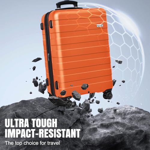 Image of KEYTANG Zebra Luggage Sets 3 Piece, 20 inch Carry On Luggage with Spinner Wheels, Hardside Business Travel Suitcase Set with TSA Lock, Lightweight Suitcase,20 /24 /28 inch,Orange