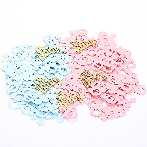 Image of 220 Pcs Baby Nipples Pacifier Confetti Glitter Oh Baby Gender Reveal Pink Blue Pacifier Table Confetti for Baby Shower Gender Reveal Party Decorations by Topfunyy