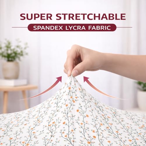 Image of STITCHNEST 'Contour Fit Series' Stretchable Printed Wooden Sofa Cover (Pack of 4) - Elastic Wooden Chair Cover | Wooden Sofa Seat Cover | Size - 20-21 x 20-21 x 3-5 in