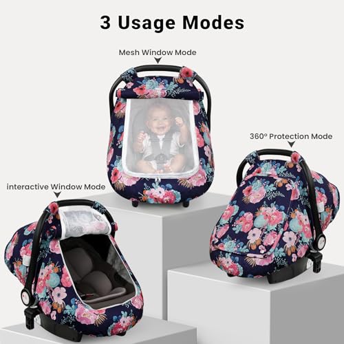 Image of Elstey Car Seat Cover Baby Boys & Girls, 3D Minky Dot Infant Carseat Canopy