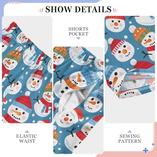 ALAZA Snowman on Blue Christmas Pajama Pants Long Sleep Pant Pajama Bottoms Elastic Waist with Pockets4