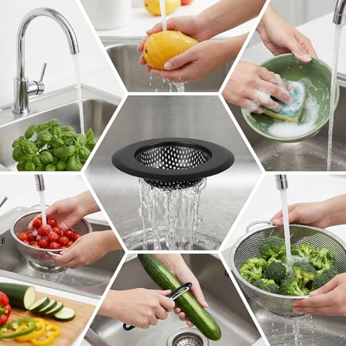 Coladores para desagüe de fregadero de cocina, acero inoxidable, diámetro 4.5 in, 2 piezas miniatura 6