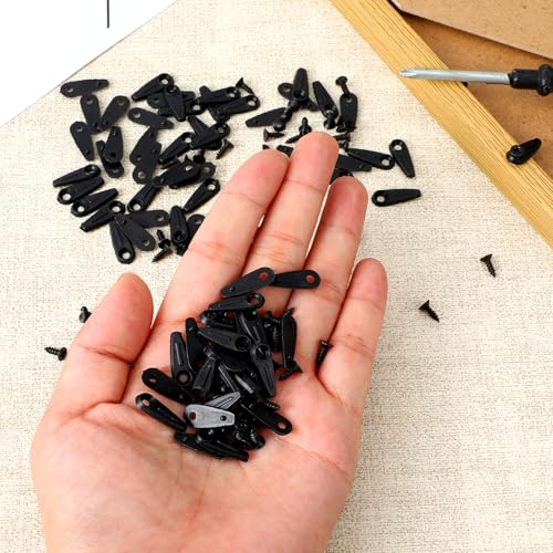 Image of 100 Pieces Picture Frame Turn Button Fasteners Set, Picture Frame Backing Clips with 100Pcs Screws Pictures Frames Corner Fasteners for Hanging Pictures Artwork Gift Box Decoration Box (Black)