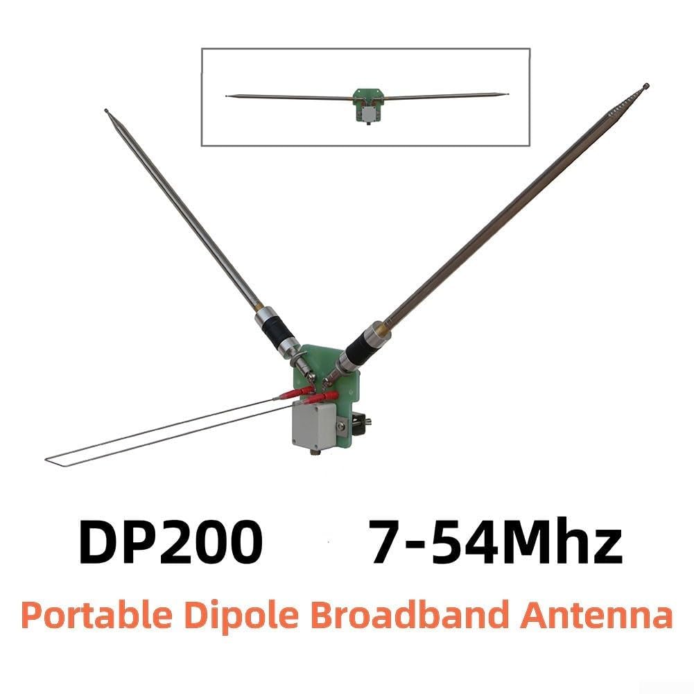 DP200 Antenna a dipolo portatile 7-54MHz 200W Costruzione in metallo a banda larga per comunicazione HF con configurazione regolabile Polarizzazione orizzontale ad alta efficienza a basso rumore