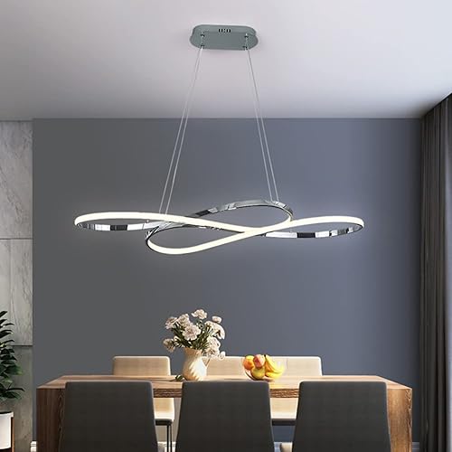 Candelabro LED moderno para comedor con control remoto, 64 W, 39.4 pulgadas, 5600 lúmenes, regulable, decoración para cocina, isla, sala de estar,