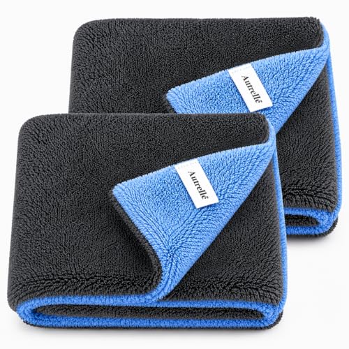Image of Microfiber Cloth for Car Cleaning 1200 GSM, 60x40 cm, Grey & Aqua, 2 Pcs (2)